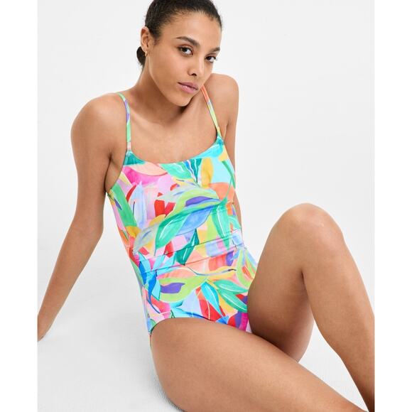 La Blanca Women's Tropi-Flage Printed One-Piece Swimsuit Multi Size 8 0641 - Picture 1 of 4